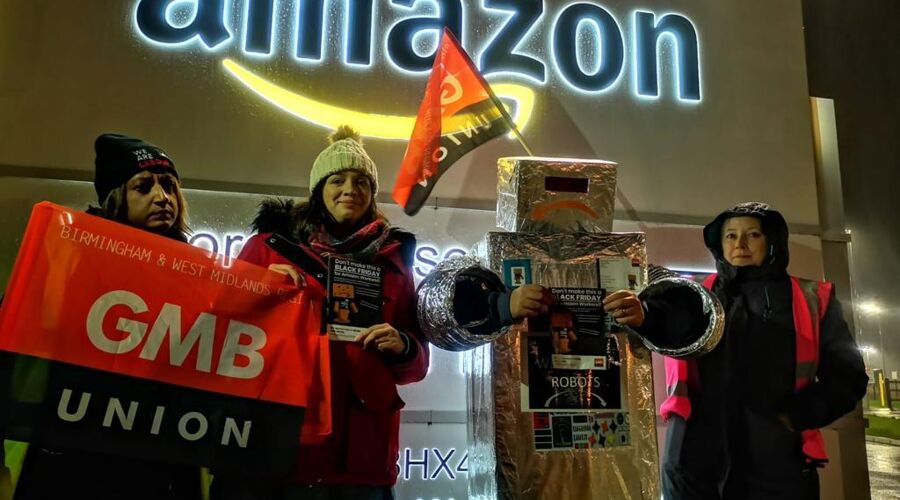 GMB Trade Union - Mass demo hits Amazon HQ over internet giant's '£90 million missing tax’